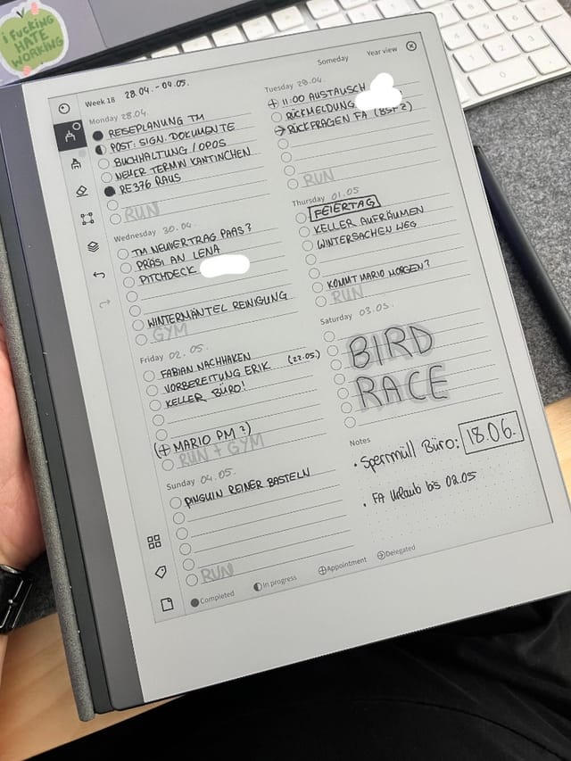 Using a weekly planner to stay a little more organized