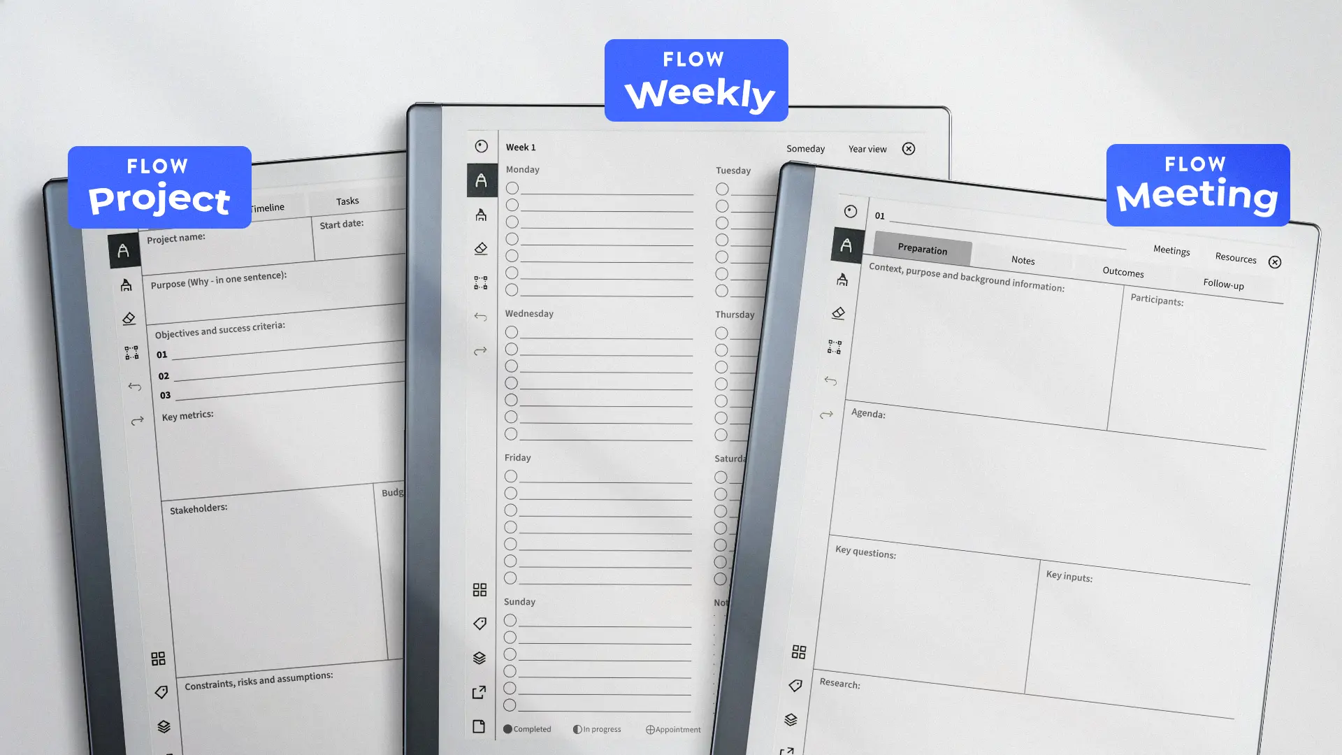 FLOW on reMarkable showing templates